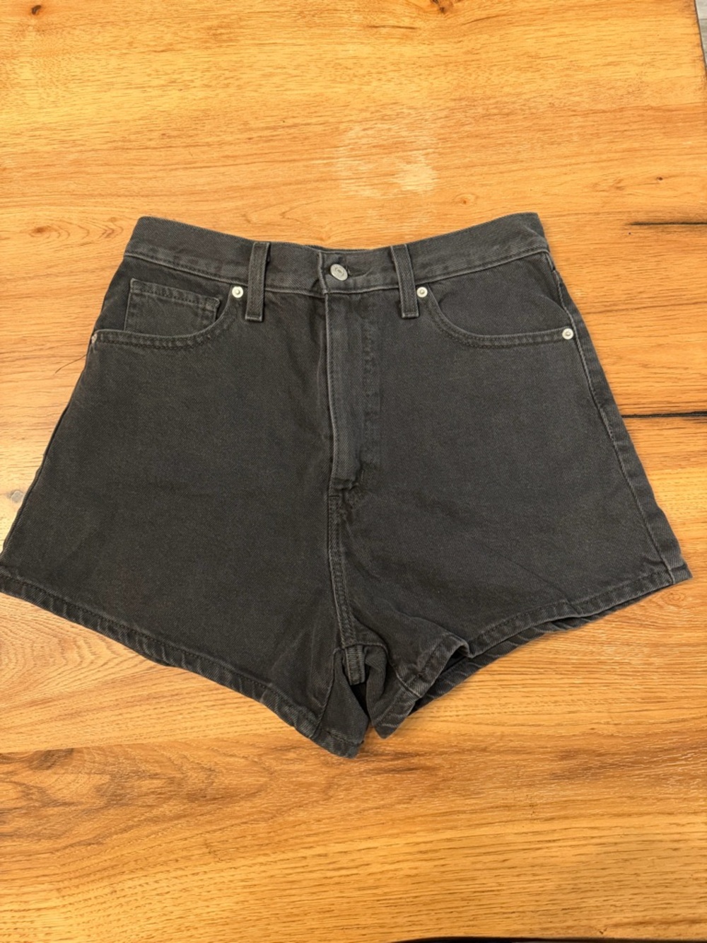 LevisWomen's High-Waist Black Denim Mom Shorts